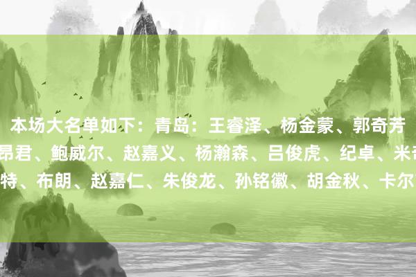 本场大名单如下：青岛：王睿泽、杨金蒙、郭奇芳、韦瑟斯庞、贾诚、段昂君、鲍威尔、赵嘉义、杨瀚森、吕俊虎、纪卓、米奇广厦：林秉圣、奈特、布朗、赵嘉仁、朱俊龙、孙铭徽、胡金秋、卡尔顿、许钟豪、赵岩昊、吴骁、纳纳利    体育录像/图片