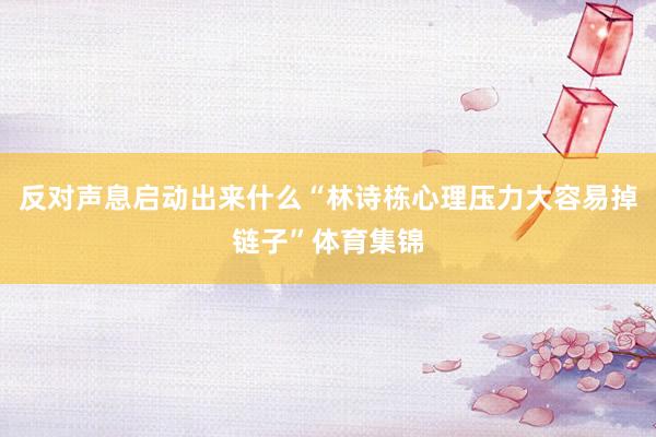 反对声息启动出来什么“林诗栋心理压力大容易掉链子”体育集锦