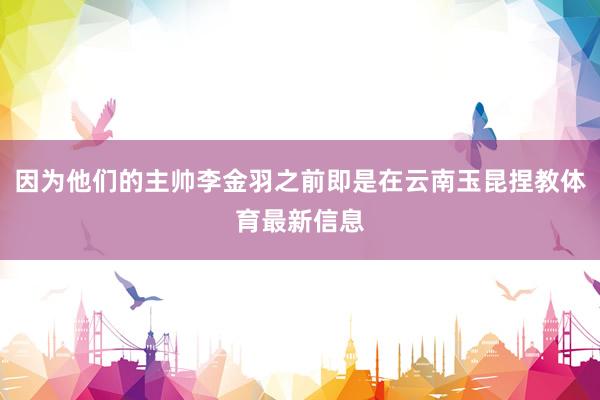 因为他们的主帅李金羽之前即是在云南玉昆捏教体育最新信息