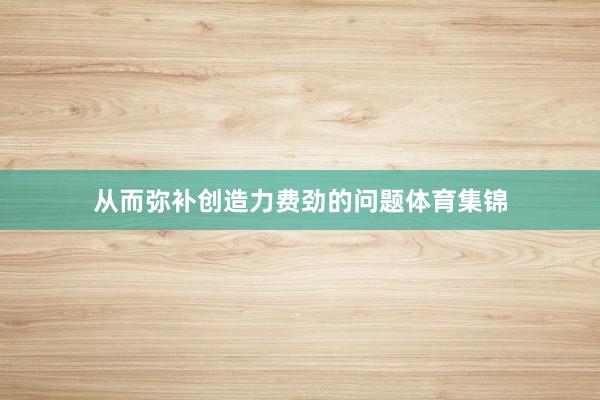 从而弥补创造力费劲的问题体育集锦